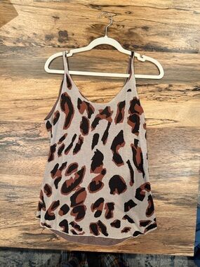 Leopard Print Tank Top - Beige and Brown